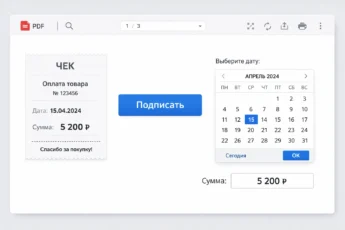 Интерфейс для подписания платежного поручения в формате PDF